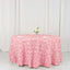 Satin 120" Round Tablecloth Pink - Grandiose 3D Rosette with Seamless Finish Table Cover