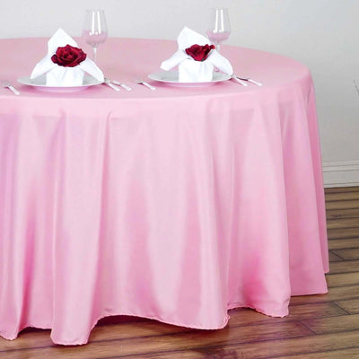 Polyester 132" Round Tablecloth Pink - Seamless Chic Table Cover
