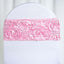 5 Pack Satin Spandex Chair Sashes Pink - Rosette Design Stretch Chair Bands 6"x14"