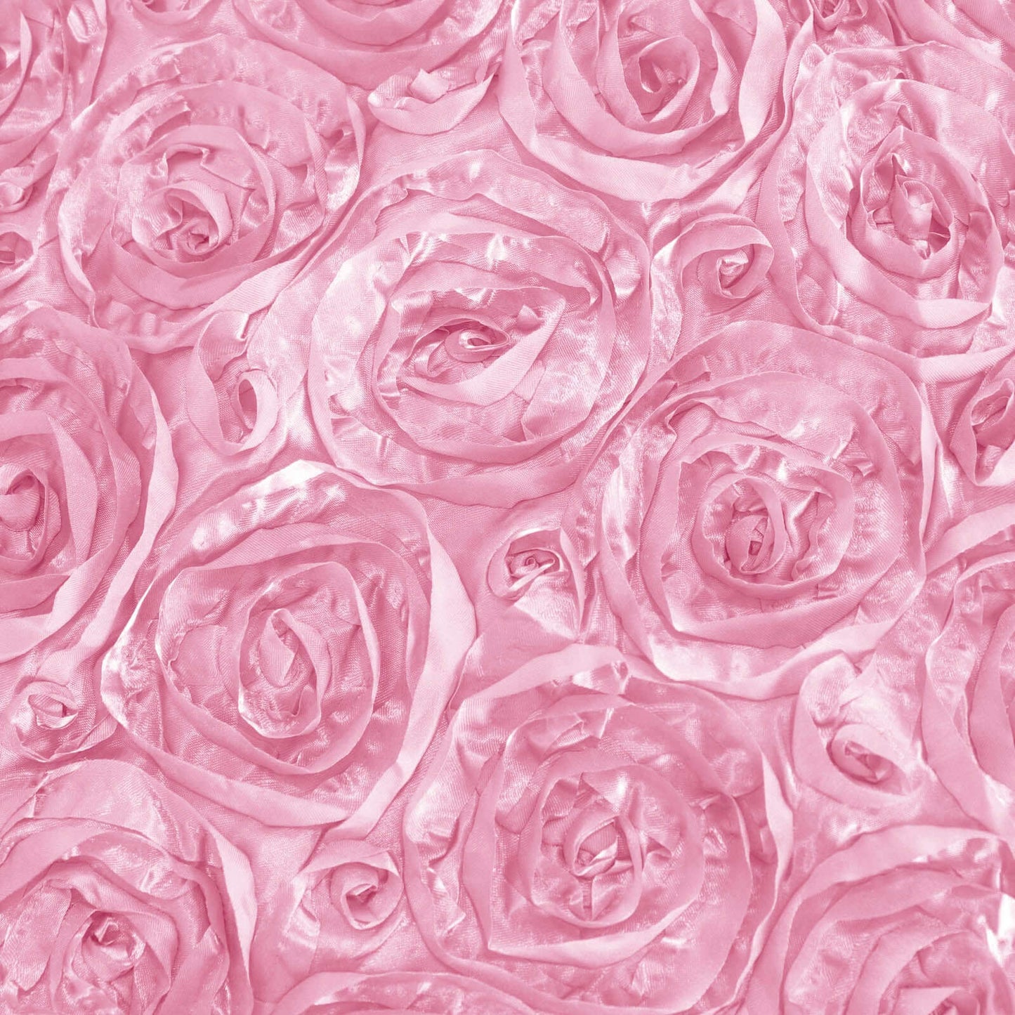 Satin 90"x132" Rectangle Tablecloth Pink - Grandiose 3D Rosette Seamless Table Cover