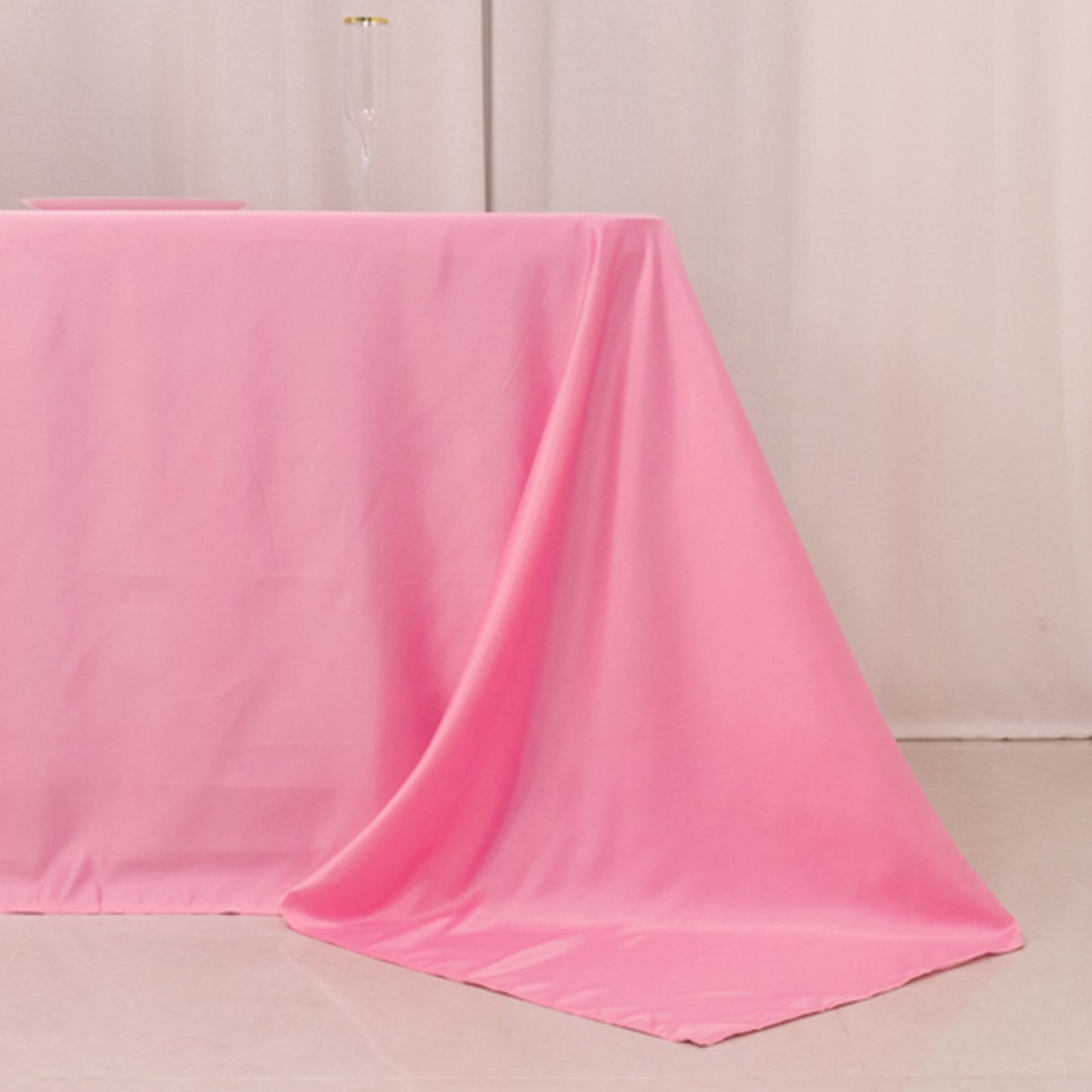 Lamour Satin 90"x156" Rectangle Tablecloth Pink - Luxurious, Soft Seamless Table Cover