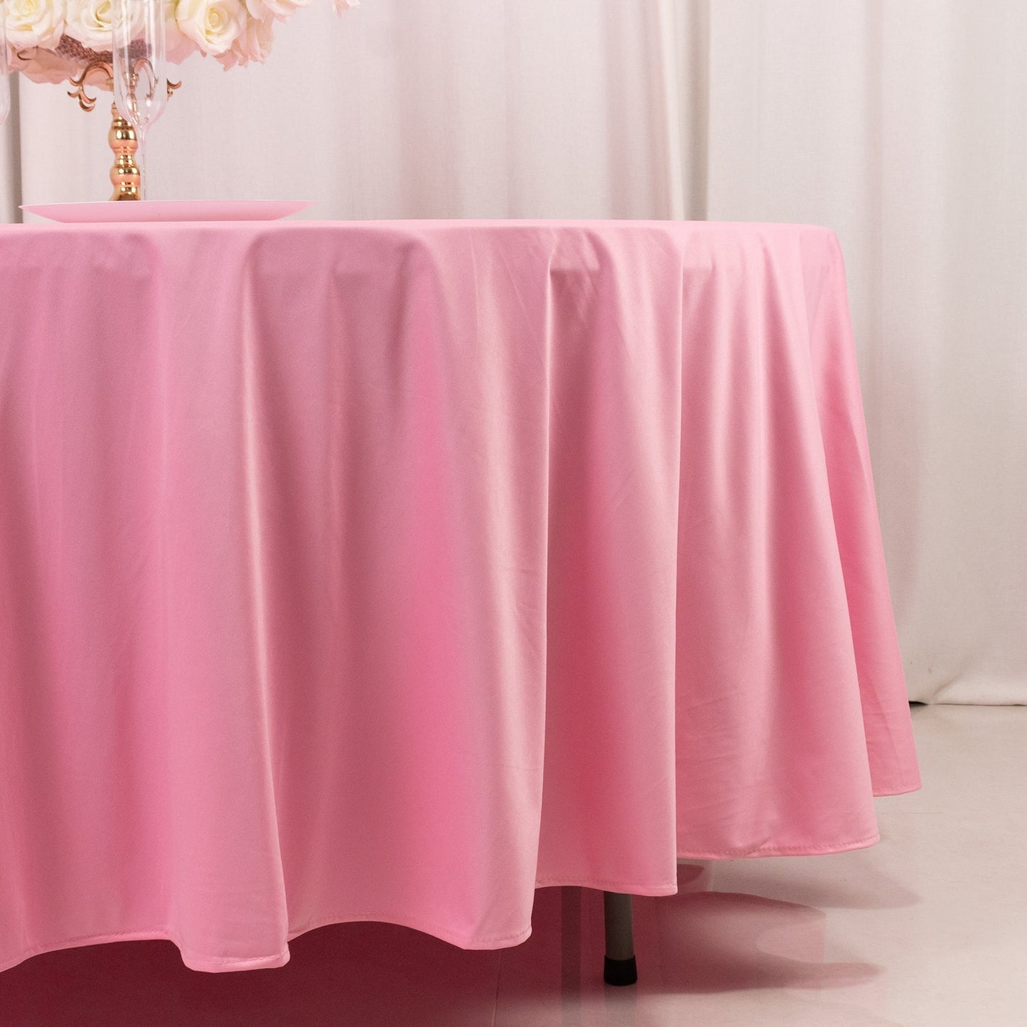 Scuba Round 108" Tablecloth Pink - Wrinkle Free & Stain Resistant Table Cover