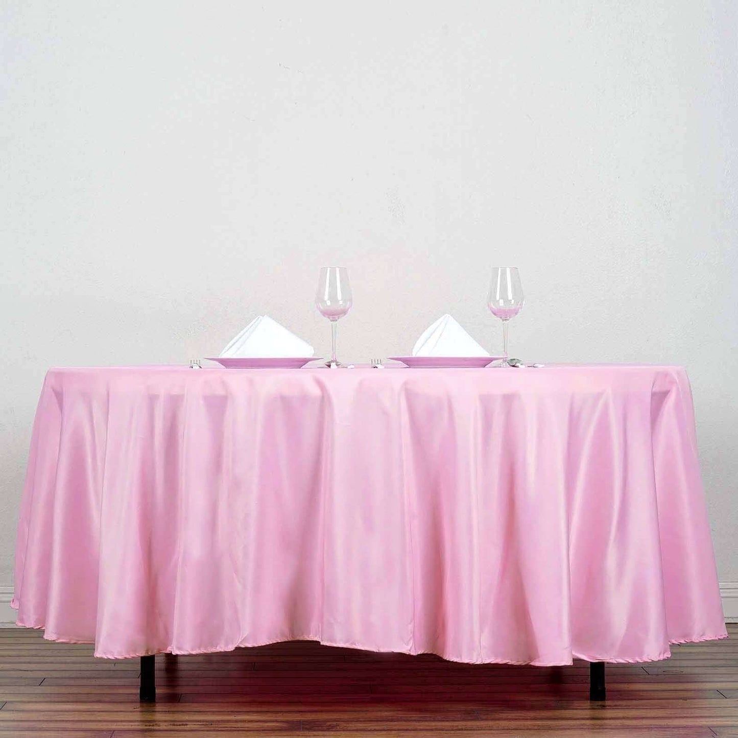 Polyester 108" Round Tablecloth Pink - Wrinkle-Resistant Table Cover