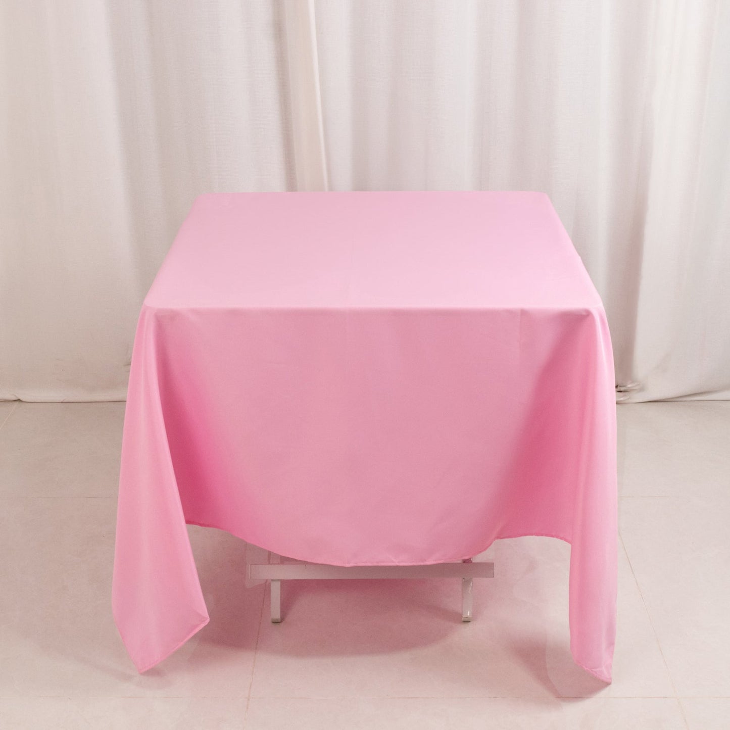 Premium Polyester Square Tablecloth 70"x70" Pink 220GSM Wrinkle-Resistant Table Cover