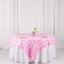 Satin 72"x72" Table Overlay Square Tablecloth Pink - 3D Rosette Table Cover