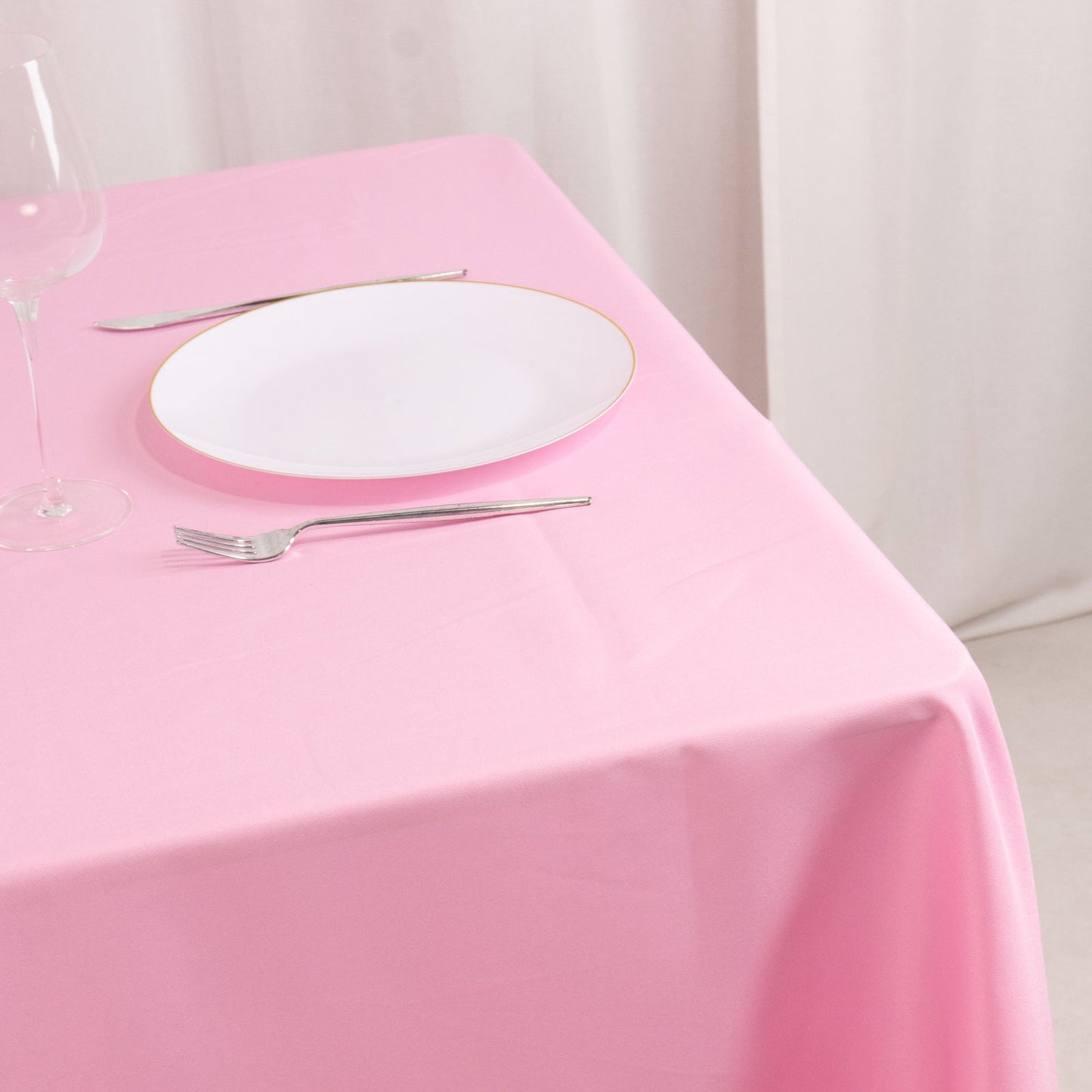 Premium Polyester 70"x70" Table Overlay Square Tablecloth Pink 220GSM Wrinkle-Resistant Table Cover