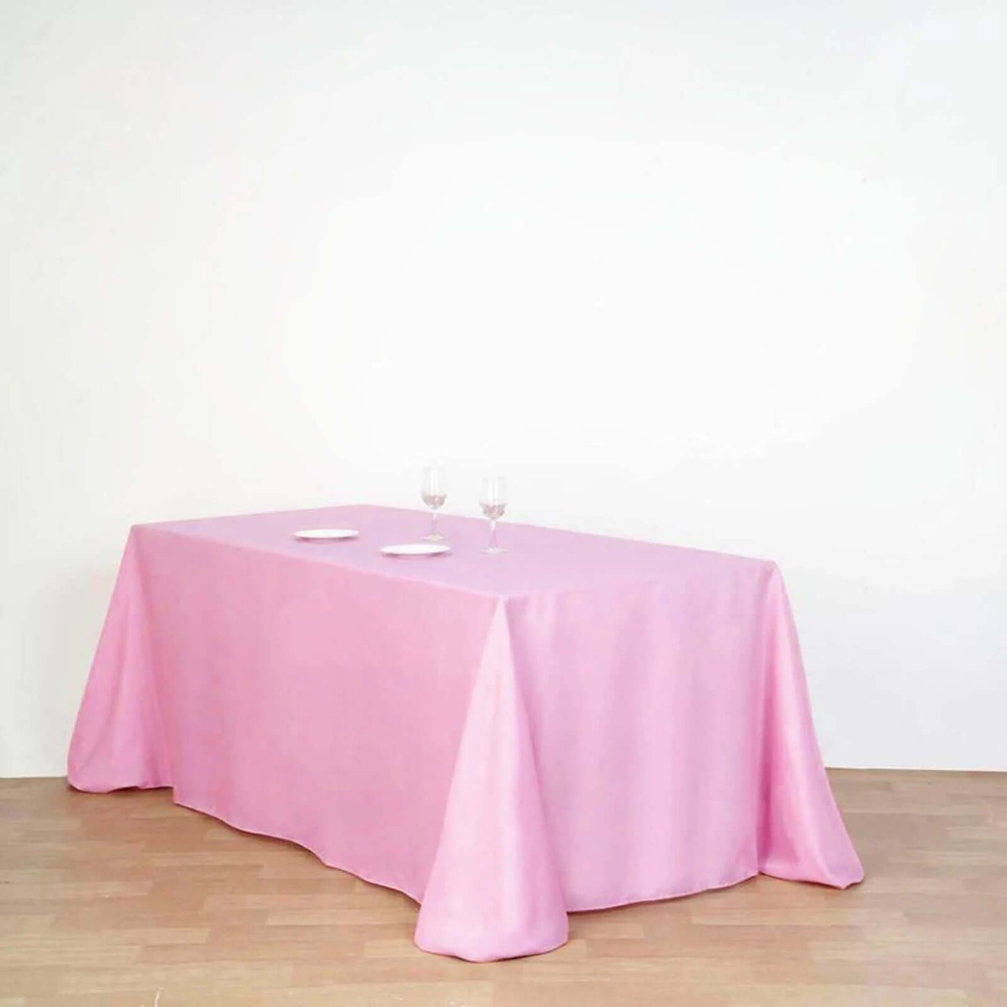 Polyester 90"x132" Rectangle Tablecloth Pink - Seamless Wrinkle-Resistant Table Cover