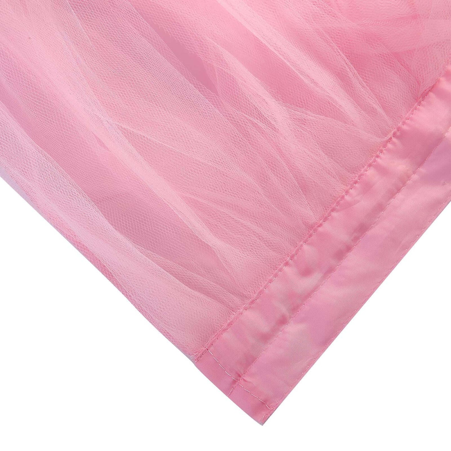 Tulle 21ft Table Skirt Pink/Rose Quartz - 4 Layer Pleated Tutu Table Cover