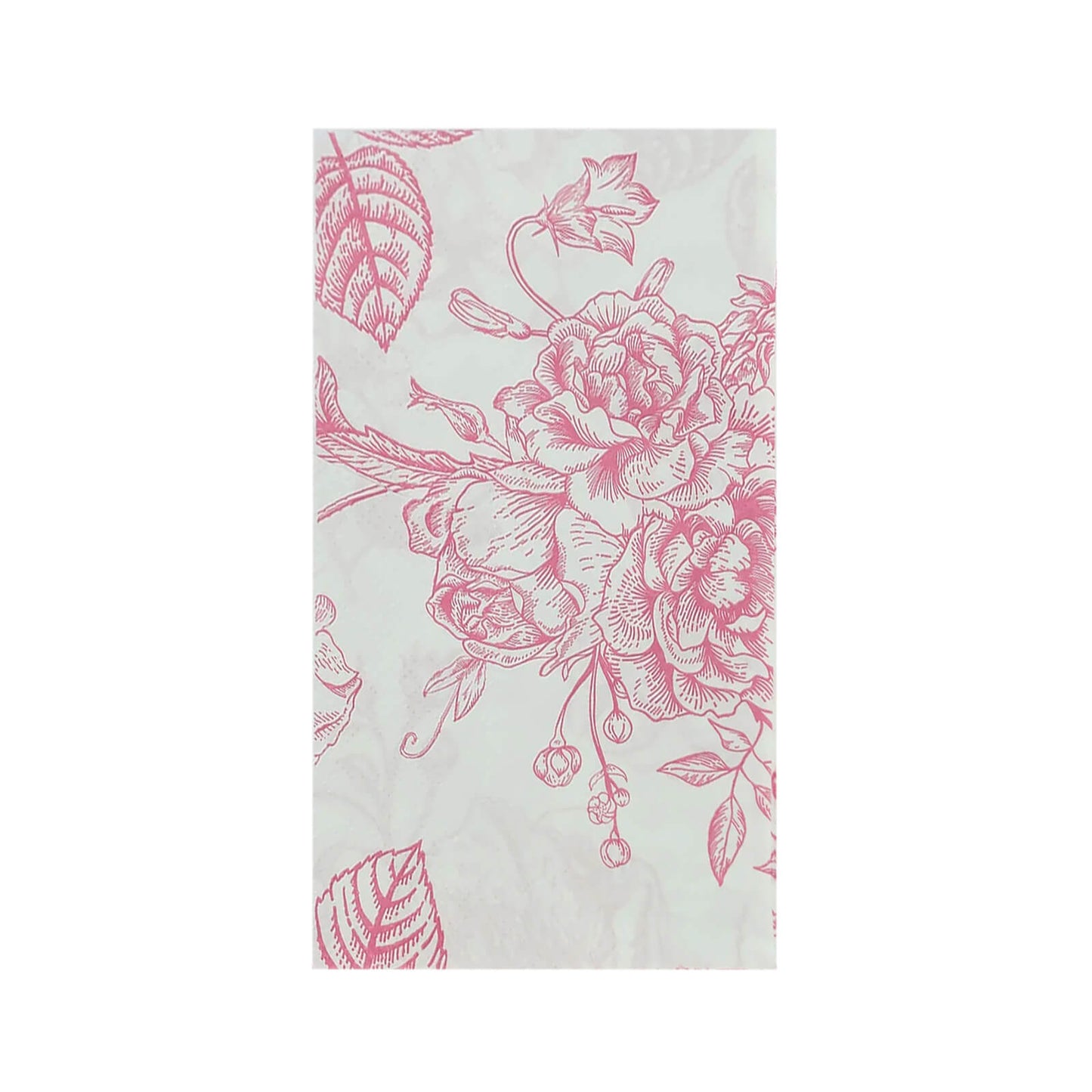 50 Pack 2-Ply Paper Party Napkins in French Toile Floral Pattern, Matte Pink and White Highly Absorbent Soft Disposable Dinner Napkins