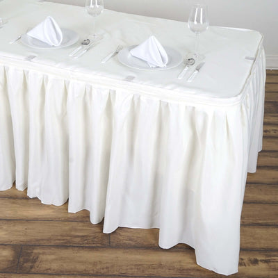 Polyester 21ft Table Skirt Ivory - Classic Pleated Design
