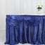 Satin 14ft Table Skirt Navy Blue - Pleated Double Drape Table Cover