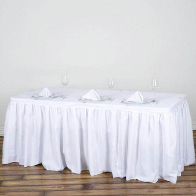 Polyester 17ft Table Skirt White - Classic Pleated Design for Weddings & Events