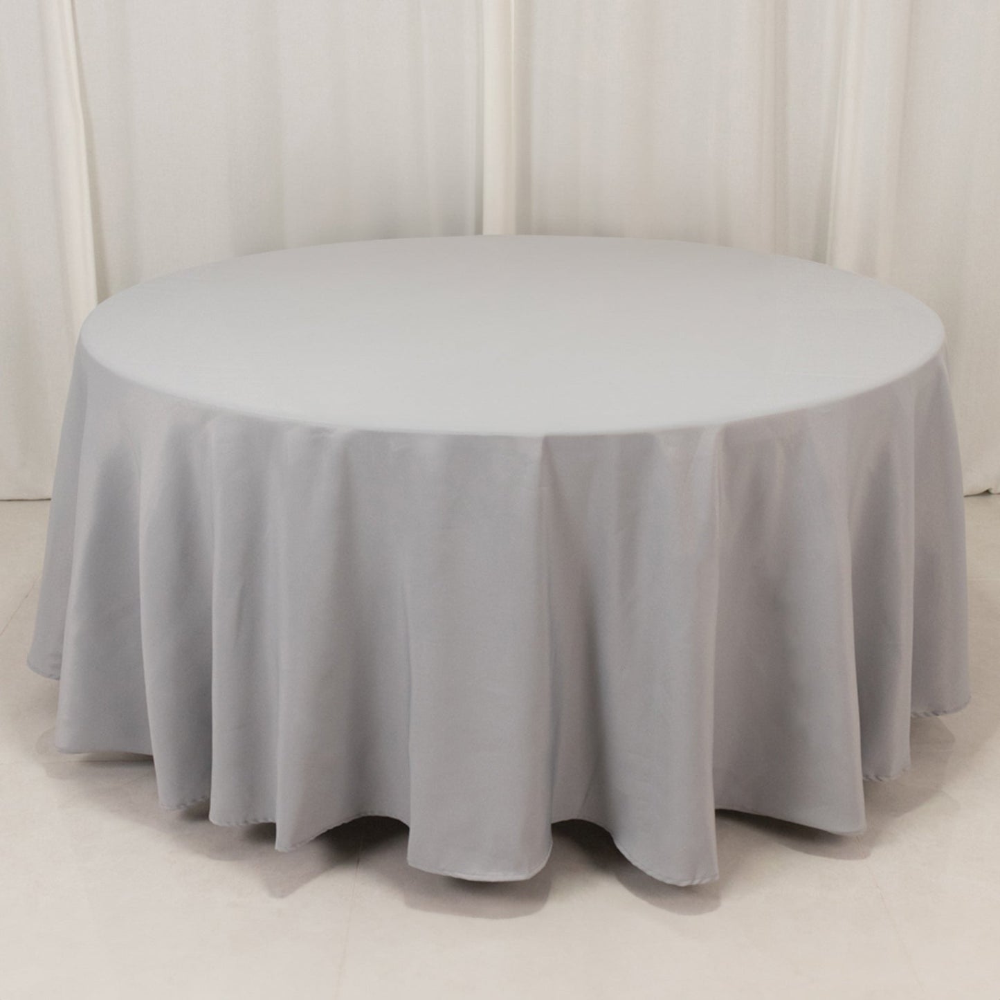Premium Polyester 108" Round Tablecloth Silver - Wrinkle-Resistant 220GSM Table Cover