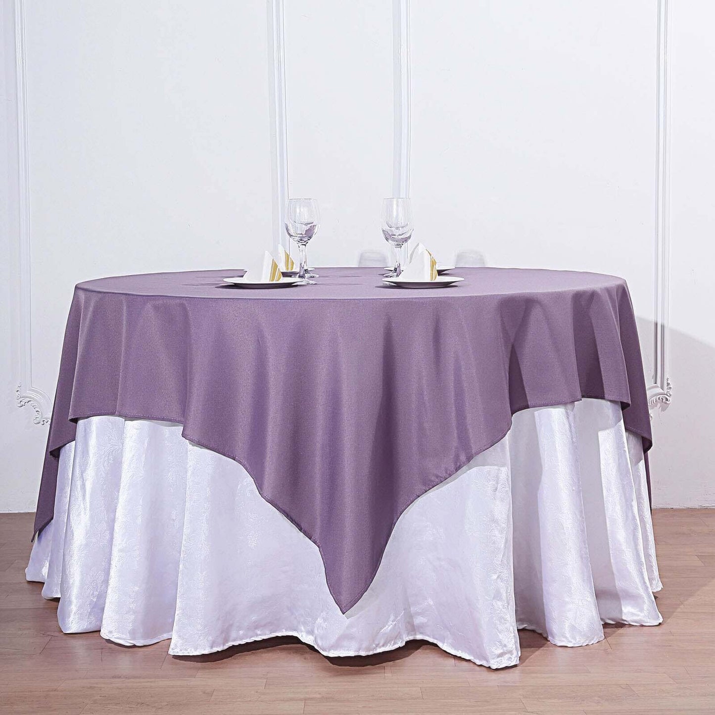 Polyester 70"x70" Table Overlay Square Tablecloth Violet Amethyst - Wrinkle-Resistant & Durable Table Cover