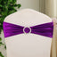 5 Pack Metallic Spandex Chair Sashes Purple - Stretch Fit Chair Bands With Round Diamond Buckles