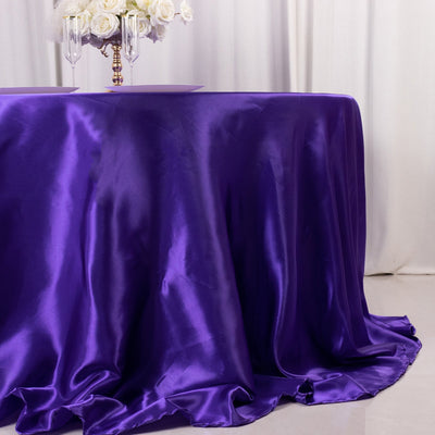 Satin 132" Round Tablecloth Purple - Stylish Seamless Table Cover