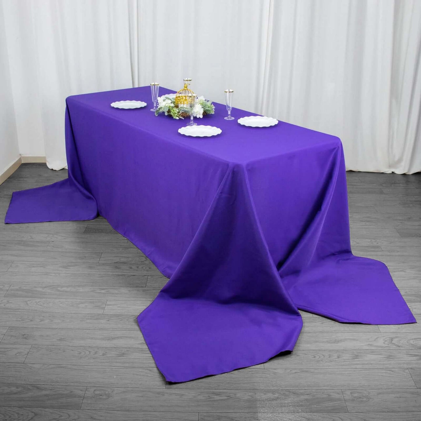 Premium Polyester 90"x156" Rectangle Tablecloth Purple - Seamless 220GSM Stain-Resistant Table Cover