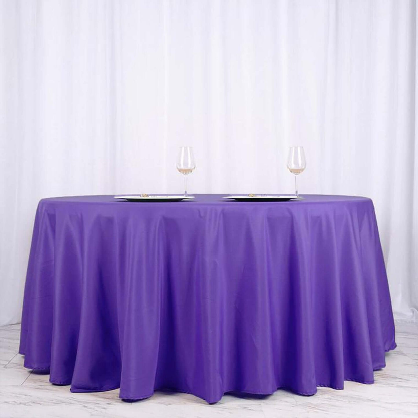 Polyester 120" Round Tablecloth Purple - Seamless Wrinkle-Resistant Table Cover