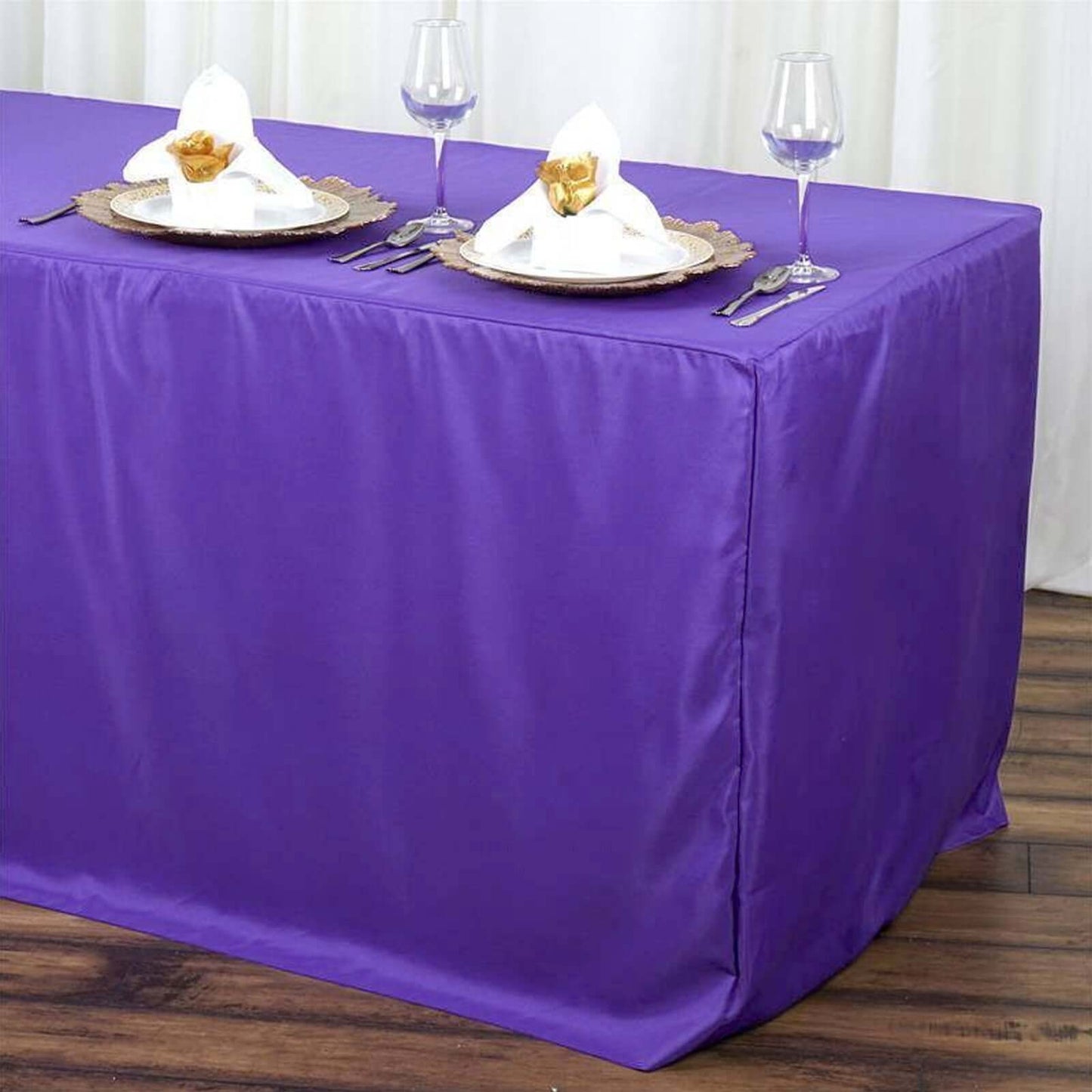 Fitted Polyester 72"x30" Rectangle Tablecloth Purple - Durable and Easy to Maintain Table Cover