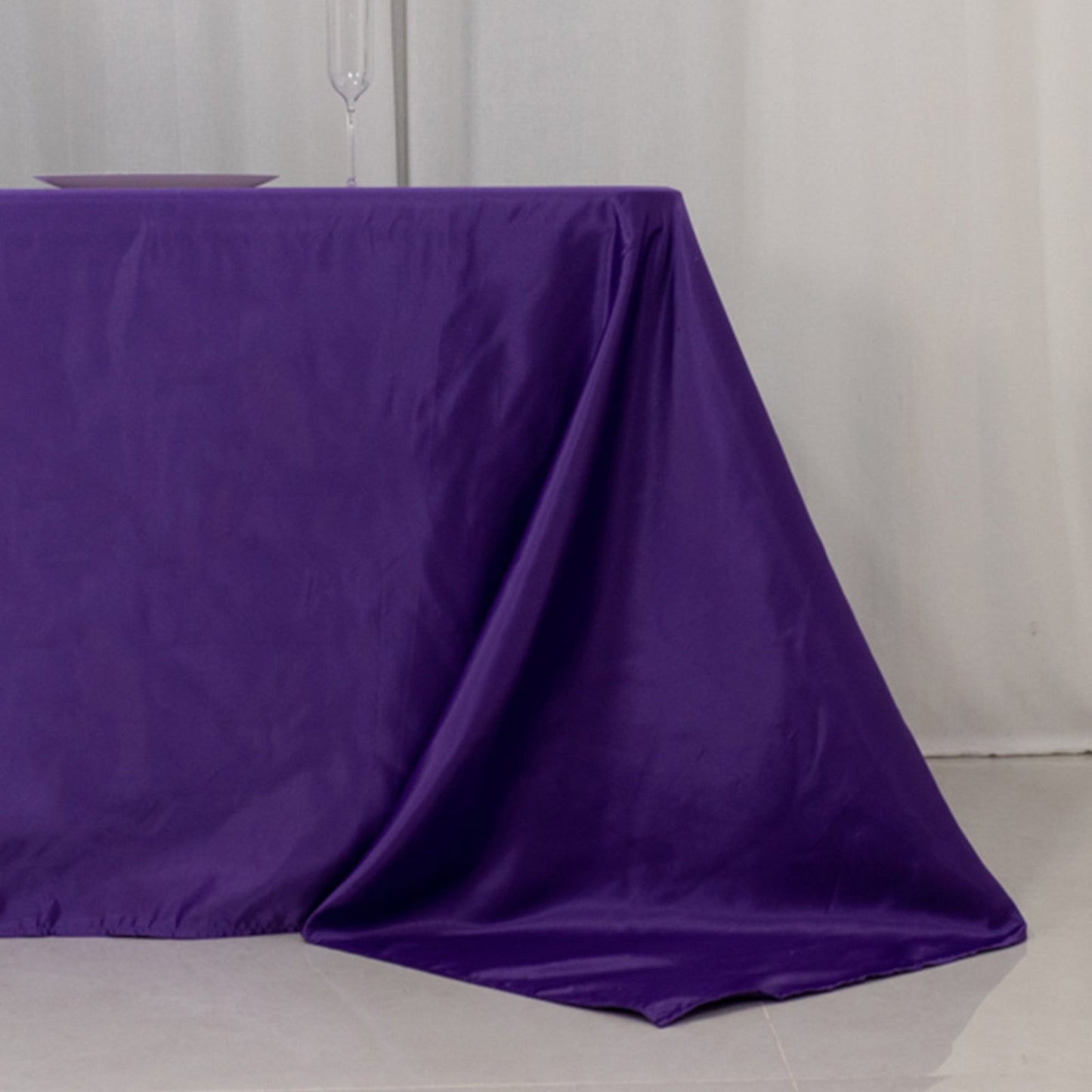 Lamour Satin 90"x156" Rectangle Tablecloth Purple - Luxurious, Soft Seamless Table Cover