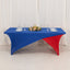 Stretch Spandex 72"x30" Rectangle Table Cover Royal Blue/Red Cross Over Design - Two-Piece Fitted Tablecloth with Elastic Foot Pockets