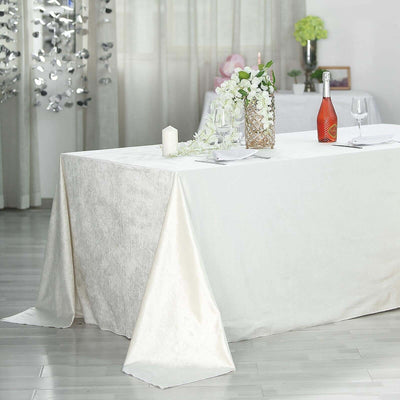 Premium Velvet 90"x156" Rectangle Tablecloth Ivory - Reusable Soft & Seamless Table Cover