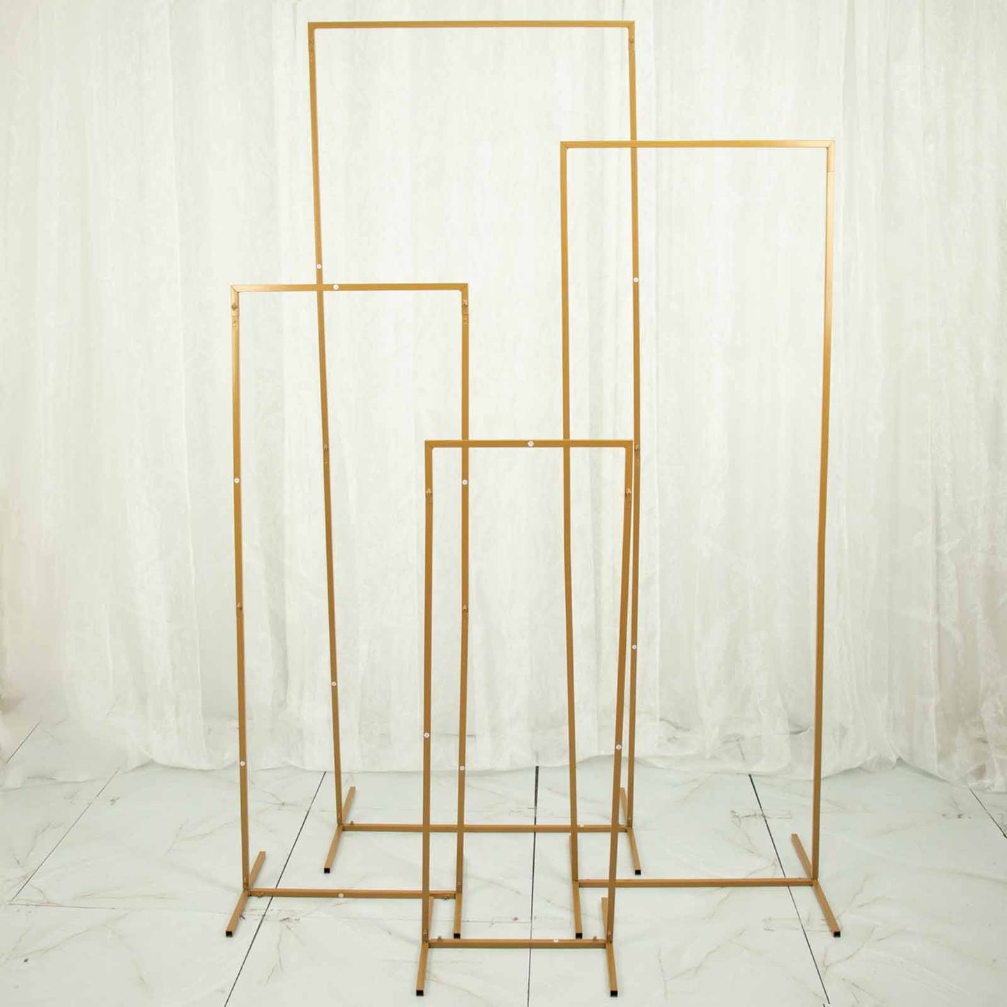 Set of 4 Gold Metal Frame Wedding Arch, Rectangular Backdrop Stand, Floral Display Frame - 3.5ft, 4.5ft, 5.5ft, 6.5ft