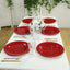 10-Pack Economy Round Plastic Charger Plates 13" in Red with Gold Beaded Rim, Stylish Dinner Party Serving Plates