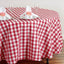 Polyester 108" Round Tablecloth White/Red - Checkered Buffalo Plaid Table Cover