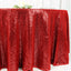 Sequin 120" Round Tablecloth Red - Seamless Glittering Table Cover