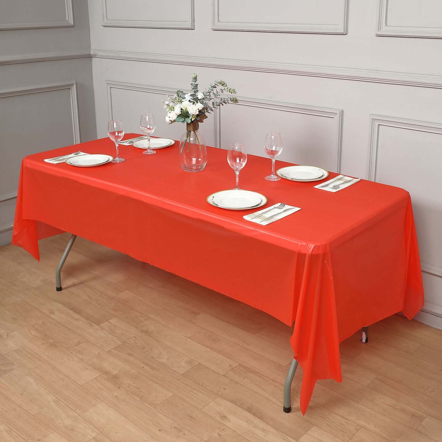 5-Pack Plastic Table Covers Red Rectangle - Reliable PVC Disposable Covers for Gatherings 54"x108"