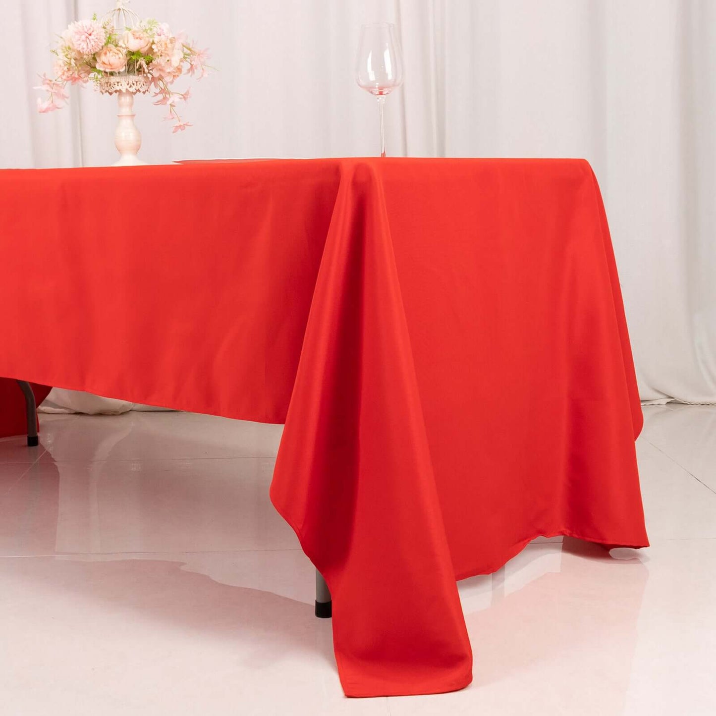 Premium Polyester 60"x126" Rectangle Tablecloth Red - Stain-Resistant 220GSM Finish Table Cover