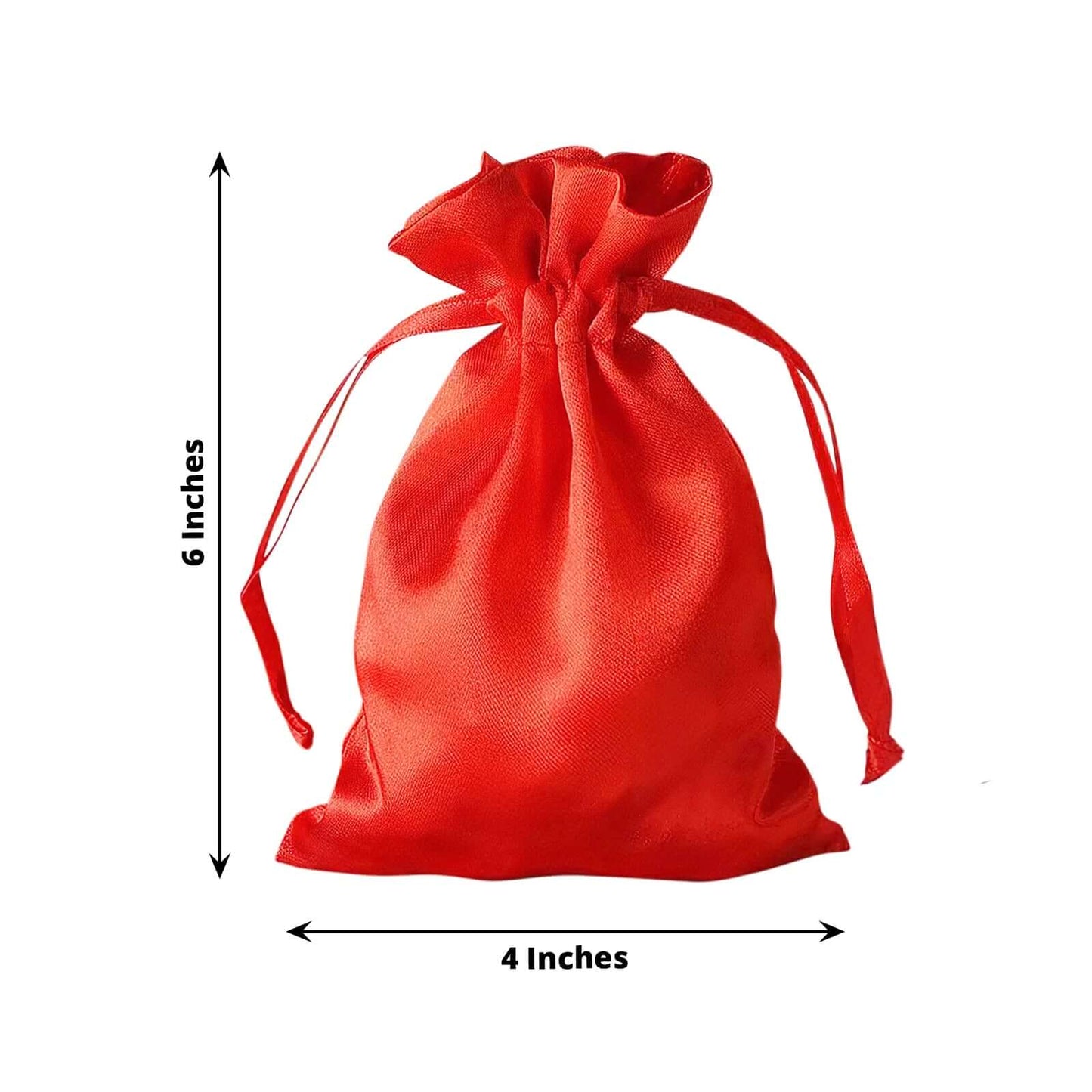 12 Pack 4"x6" Red Satin Drawstring Wedding Party Favor Gift Bags