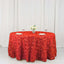 Satin 120" Round Tablecloth Red - Grandiose 3D Rosette with Seamless Finish Table Cover