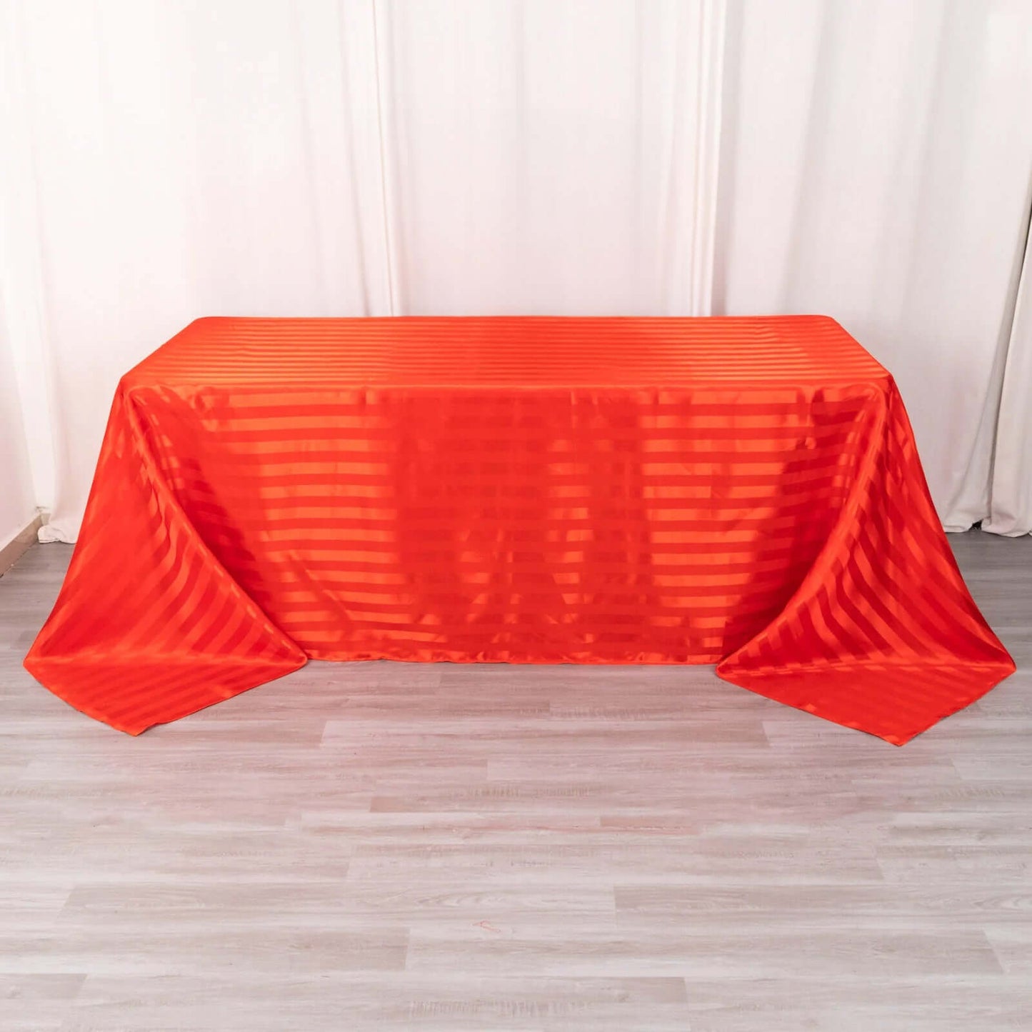 Satin Striped 90"x132" Rectangular Tablecloth Red - Seamless Silky Smooth Table Cover