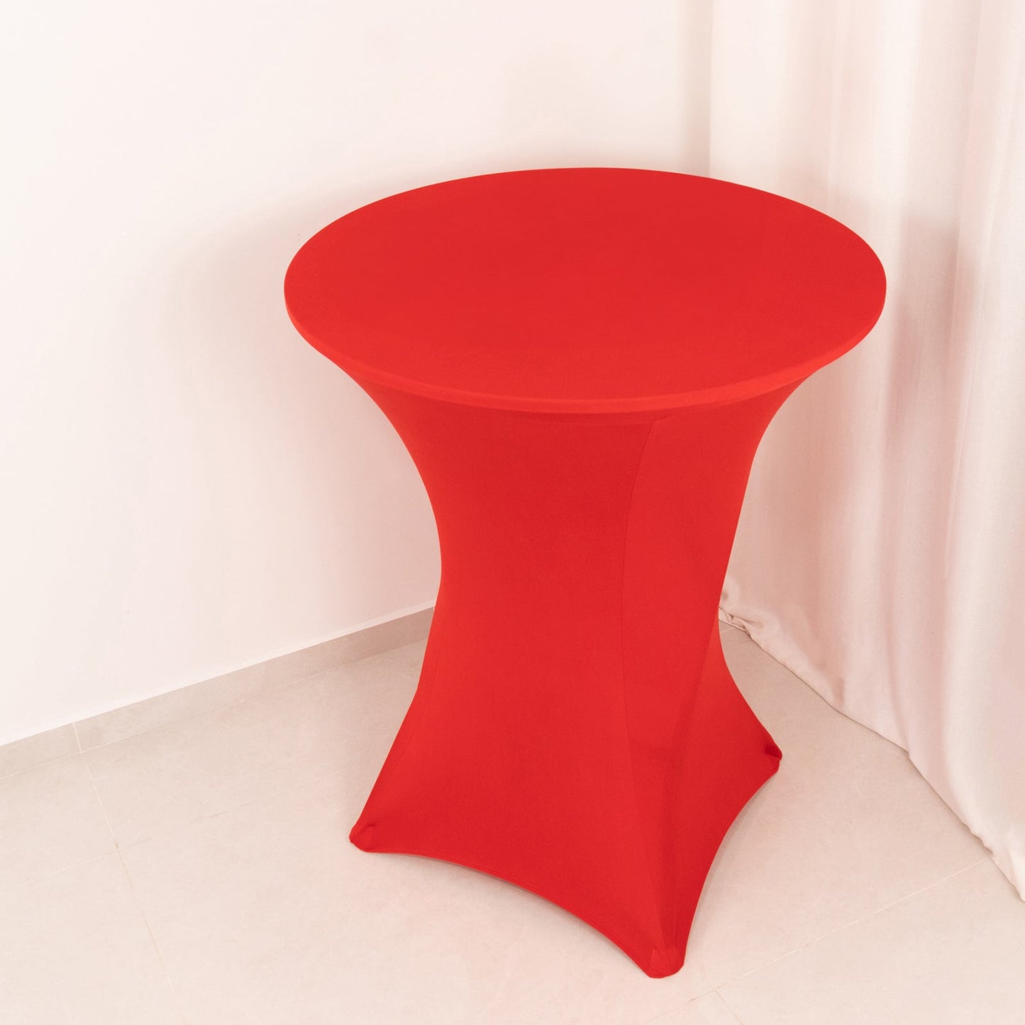 Spandex 36" Round Cocktail Table Cover Red - Easy to Maintain Stretch Fitted Highboy Tablecloth