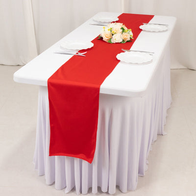 Scuba Polyester 12"x108" Table Runner Red - Wrinkle-Free Table Linen