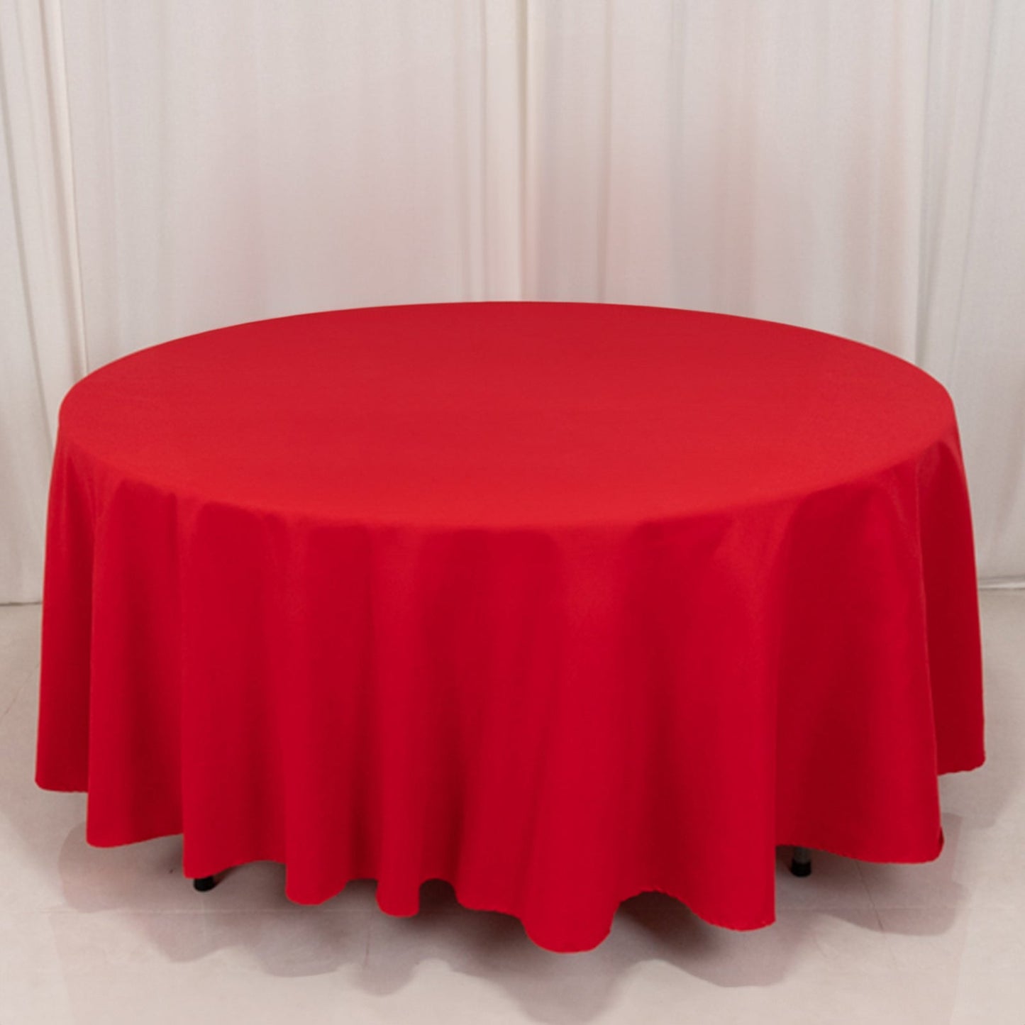 Cotton Blend 108" Round Tablecloth Red - Wrinkle-Resistant Design