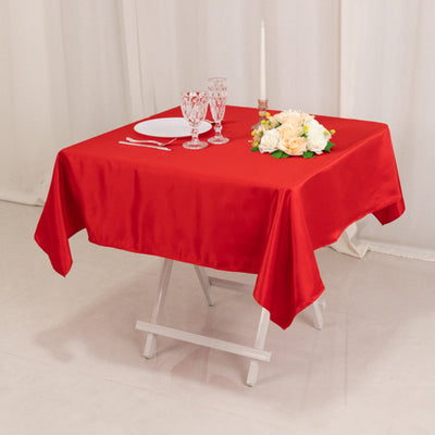 Lamour Satin 54"x54" Table Overlay Square Tablecloth Red - Durable & Silk-Like Table Cover