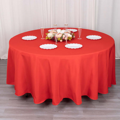 Premium Polyester 108" Round Tablecloth Red - Wrinkle-Resistant 220GSM Table Cover
