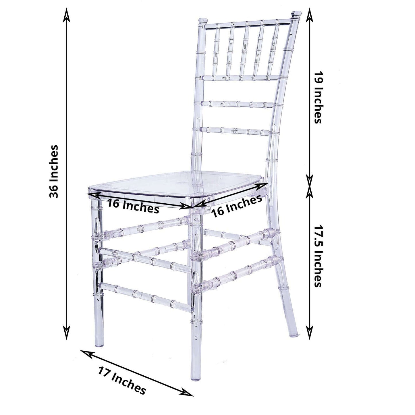 4 Pack Resin Chiavari Chairs Transparent and Stackable Clear - Sleek Armless Design for Weddings & Gatherings