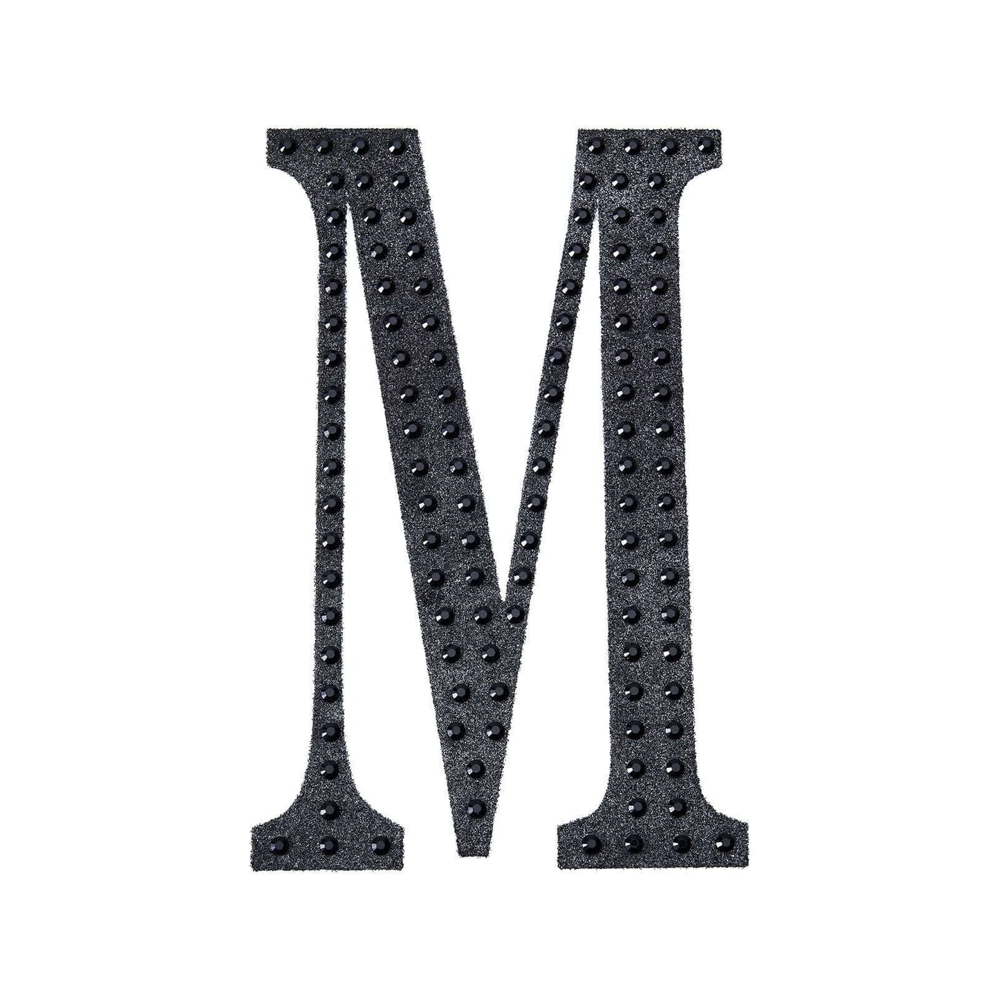 Decorative Rhinestone Alphabet "M" Letter Stickers, Glitter Adhesive Craft Letters Black DIY Sparkle Embellishments 6"