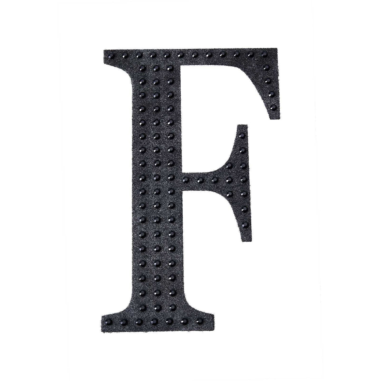 Decorative Rhinestone Alphabet "F" Letter Stickers, Glitter Adhesive Craft Letters Black DIY Sparkle Embellishments 4"