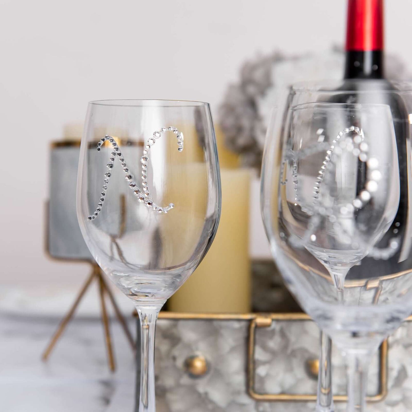 12 Pack 1.5" Clear Rhinestone Monogram Letter Jewel Sticker Self Adhesive DIY Diamond Decor - Y