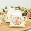 25 Pack 4" Ivory Mini Teapot Favor Boxes, Vintage Rose Gift Boxes with Ribbons