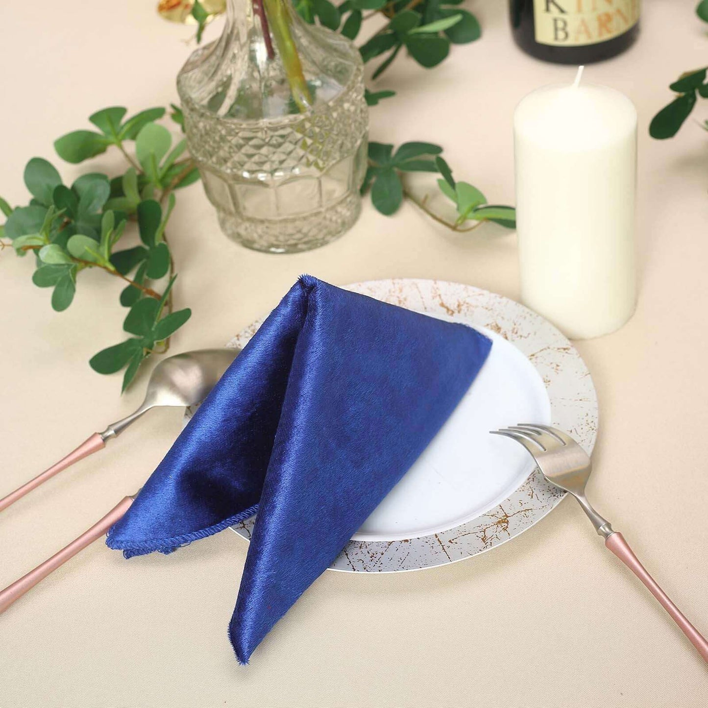5 Pack Premium Velvet 20"x20" Napkins Royal Blue - Soft Sheen Finish Cloth Napkins