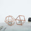 Set of Metal Candle Holders Linked Geometric Design Rose Gold - Modern Table Decor with Votive Glass for Gatherings 11"