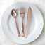 30-Pack Plastic Utensil Set Metallic Rose Gold Classic Heavy Duty - Durable Disposable Silverware Set 7", 8"