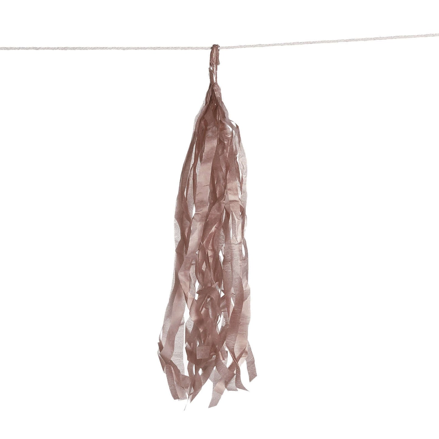 12 Pack Pre-Tied Rose Gold Paper Fringe Tassels With Garland String, Hanging Streamer Banner