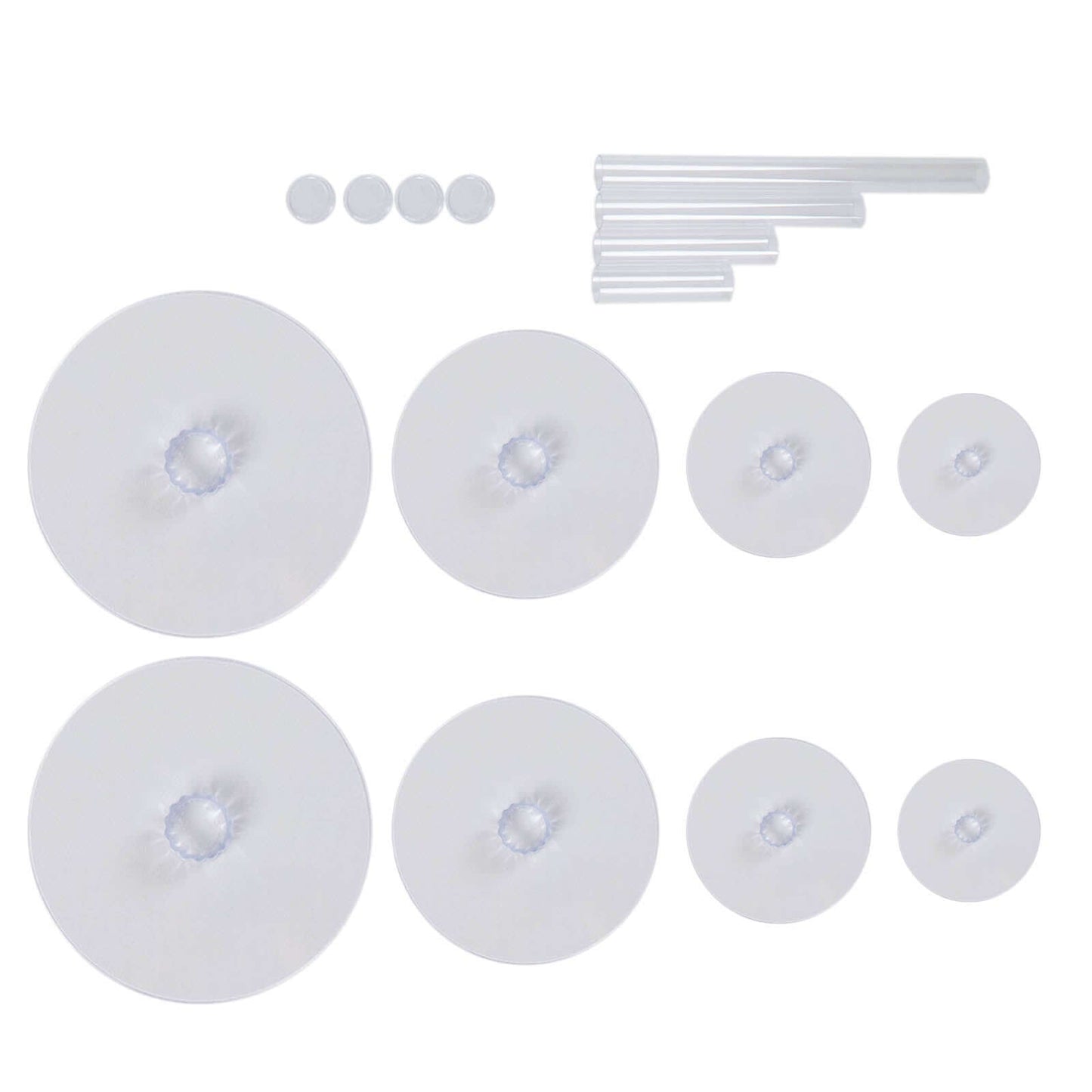 4-Tier Acrylic Round Cake Stand Set Clear - Chic Sturdy Cupcake Holder Dessert Display Pedestal in Assorted Sizes for Wedding Buffet & Catering Displays